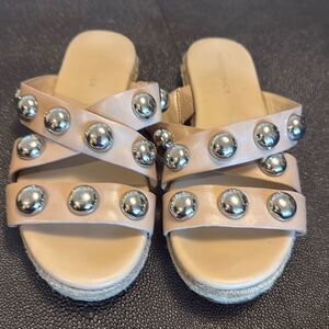 Marc Fisher Nude sandals with silver balls size 7